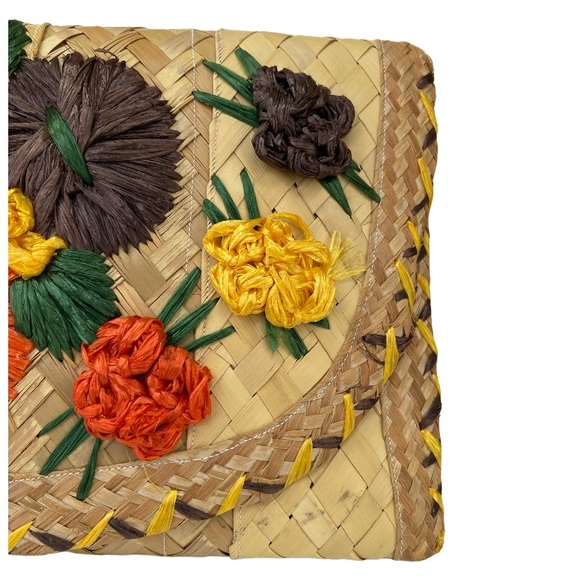 Vintage Floral Straw Clutch Bag - Picture 8 of 10